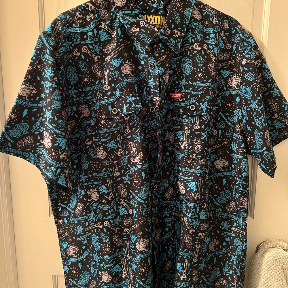 DIXXON Men's Shirt with Black and Blue Traditional Style Design